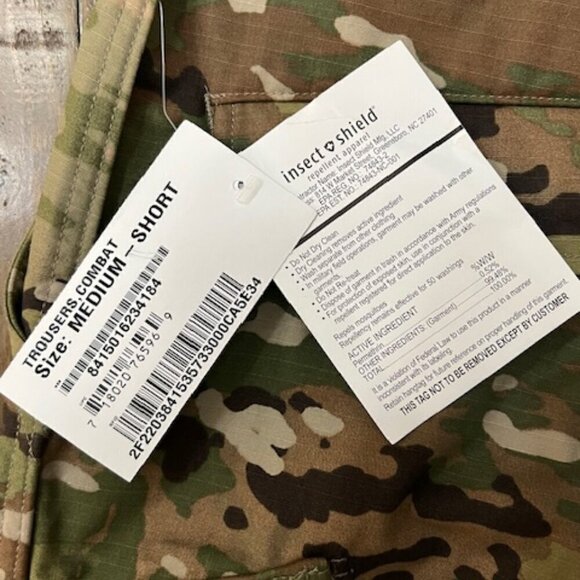 Insect Shield Army Combat Uniform Trousers Camo Cargo Pants Size Medium Short - Picture 4 of 6